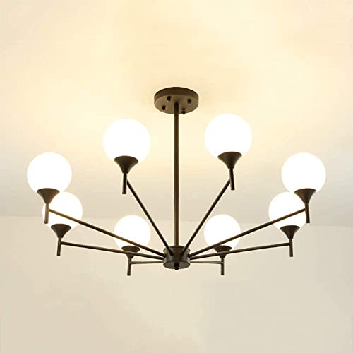 Lustre magique E27 YangRy noir avec 10 globes en verre pour sublimer le salon
