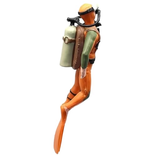 1PC Yellow Diver with Hose Squid Fish Tank Action Figure Divers: Scale Model Sea Animals Scuba Diver Swimmers Diver Figures in Action Figures