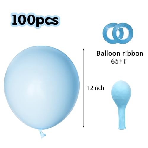 Image of Pastel Blue Latex Balloons 100 Pack 12 inch Light Blue Party Balloons Round Helium Baby Blue Balloons for Baby Shower Boys Birthday Gender Reveal Party Decoration