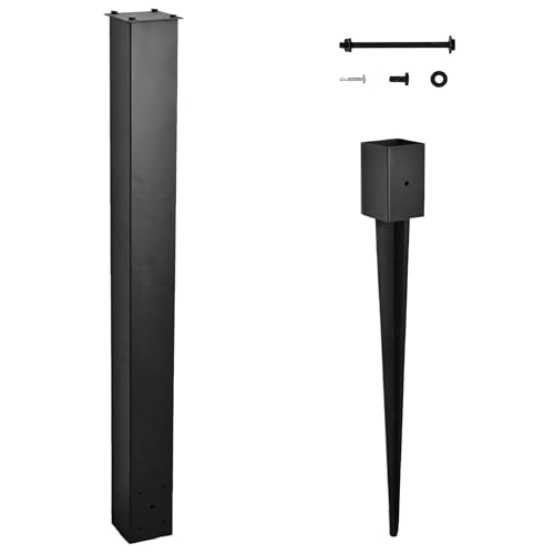 Poste de buzón resistente negro de 43 pulgadas contra balanceos de suelo 2