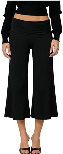 Gauchos Wide Leg Capri Gaucho Pants for Women Fold Over Culottes