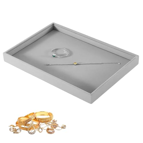 Plateaux à bijoux empilables en velours gris pour bagues - 2