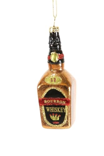 Cody Foster Bottle of Bourbon Whiskey Glass 4.25 inch Christmas Ornament, Multi