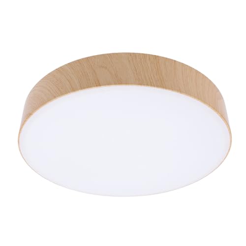 Lámpara de Techo LED Moderna, Lámpara de Techo Redonda, 3 Temperaturas de Color, Cuidado de los Ojos para Salón (Naturaleza Madera Color)