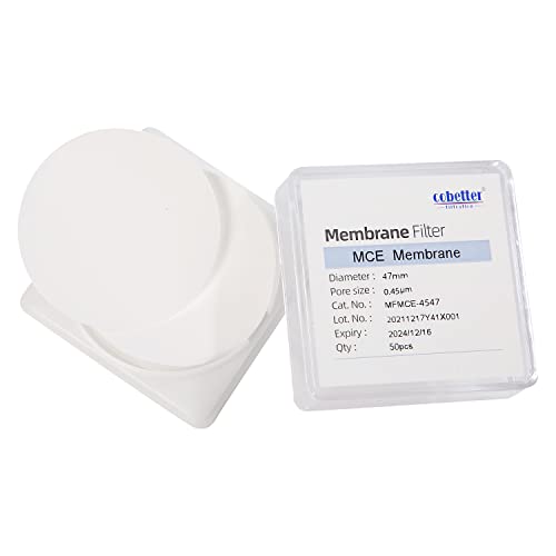 Image of MCE Membrane Filters, 47mm, 0.22 m, Hydrophilic, 100PCS | Mixed Cellulose Esters Disc Filters, Non-sterile, pH 4-8, For aqueous /organic filtration, particle analysis & water testing