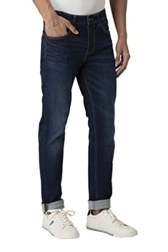 Image of Red Tape Men's Dark Blue Cotton Elastane Skinny Fit Jeans