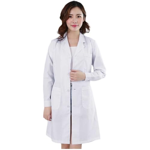 Bata de Laboratorio Mujer Hombre, Bata Medico Algodón Blanca Manga Larga Disfraz Doctora para Estudiantes Escuela Laboratorio de Ciencia Enfermera Cosplay