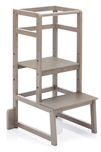 CADANI Lernturm Küchenhelfer Ab 1 Jahr | Höhenverstellbarer Montessori Turm Mit Kippschutz Bis 50 Kg | Made In EU