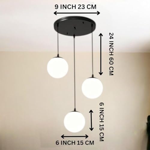 Image of Milky White Glass Globe 3-Light Cluster Hanging Ceiling Lamp, Round Ball Decorative Chandelier Pendant Light for (Bulb not Included) Cluster Set