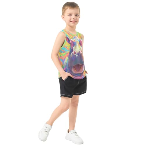 Boys Tank Top Shirts Colorful Tie Dye Animal Sleeveless T-Shirts Crew Neck for Kids Clothing Children4