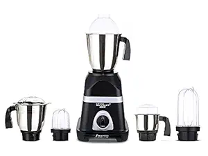 SilentPowerSunmeet Triaa 600W Mixer Grinder with 3 Stainless Steel Jars and 2 Bullet Jars (1 Wet Jar, 1 Dry Jar, 1 Chutney Jar and 2 Bullet Jars), Black.Make in India(ISI Certified)