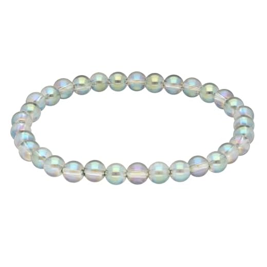 Lebensquelle Plus Angel Aura bergkristal | kogelarmband 6 mm kralen | natuursieraden edelsteen armband 19 cm, 19 centimeters, Edelsteen, Bergkristal