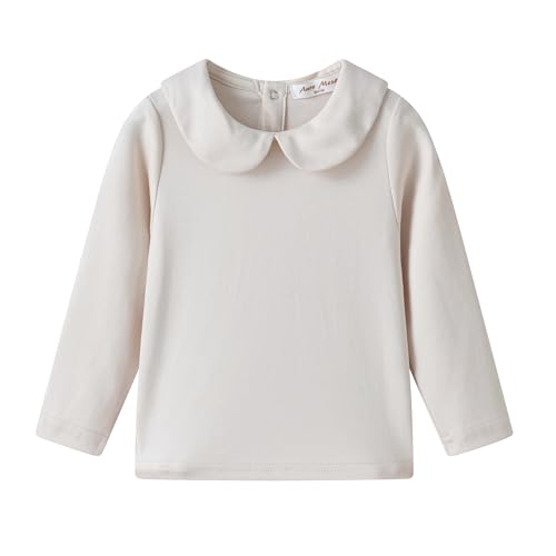 Image of Toddler Kids Girls Boys Basic Peter Pan Collar Tee Shirt T-Shirts Tops Bottom Long Sleeve Solid Blouse