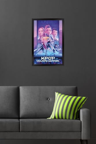 Image of Netflix KPop Demon Hunters (2025) - One Sheet Wall Poster, 22.4L inch x 14.7W inch, Black Framed Version