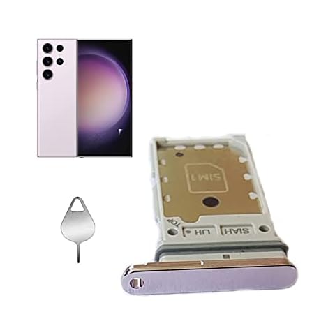 Galaxy S23 Ultra Dual SIM Card Tray Holder Slot Replacement Parts for Samsung Galaxy S23 Ultra 5G+Eject Pin (S23 Ultra/Lavender) Cover