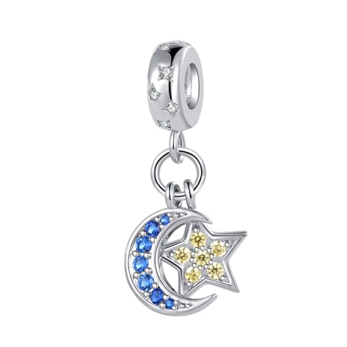 Image of Sparkling Lucky Star Charm Compatible Pandora Charm Bracelet Bead I Love You Gift for Women Pendant Jewelry