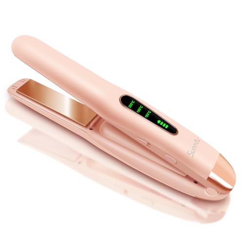 SUNMAY Voga Piastra per Capelli Senza Fili, Titanio Piastra e Arricciacapelli Portatile 2 in 1, Piastra Capelli da Viaggio Ricaricabile USB 5000mAh, 3 Livelli di Temperatura, Riscaldamento Rapido