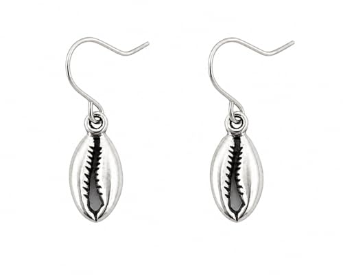 Image of Silver cowrie shell earrings