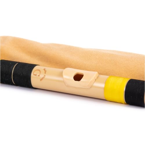 Image of Radhe Flutes PVC Fiber Bass G With Velvet Cover (Beige Flute With Black & Yellow Threads)