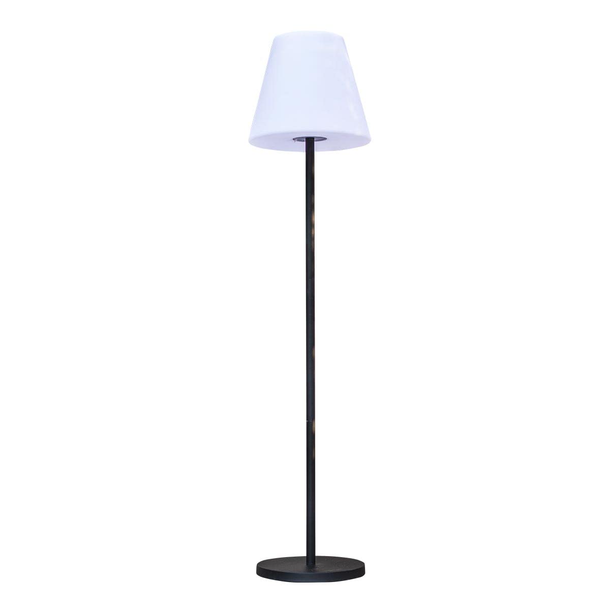 Lampadaire lumineux solaire et rechargeable pied métal LED blanc chaud/​blanc dimmable STANDY SOLAR H150cm