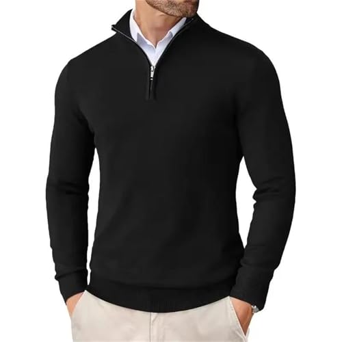 Men's Quarter Zip Up Sweaters Lightweight Slim Fit Pullover Outdoor Mock Neck Business Knitted Sweaters 6