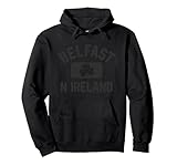 Belfast N Ireland Gym Style Black w Distressed Black Print Sudadera con Capucha