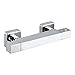 Thermostatarmatur Thermostat Brausebatterie Duscharmatur Duschthermostat Mischbatterie Dusche mit 38 °C Sicherheitstaste, Temperatur- und Durchflusseinstellung, Aufputz Wandmontage Messing Chrom