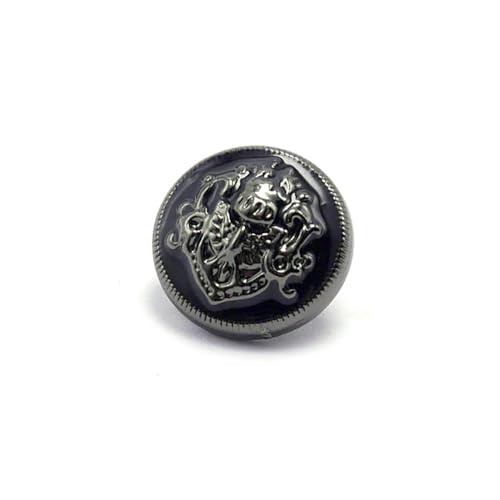 5 PCS Fashion Metal Gold Engraving Copper Button DIY for Handmade Clothing Accessories Coat Shank Buttons (Gun Black, 12.5mm)