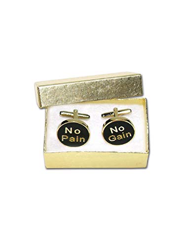 Mancuernillas Doradas para Hombre NO PAIN NO GAIN miniatura 2