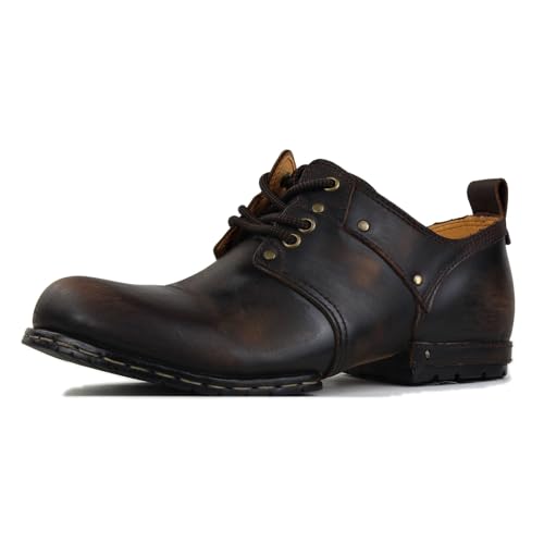 Image of Men's Retro Brushed Black Chukka Boots Lace-up Motorcycle Casual Leather Dress Ankle Boot for Men Fashion 6015-1-E-R