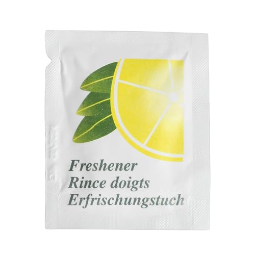 Lot de 200 lingettes rince doigt citron - Nettoyant main pour repas , fruit de mer , poisson et toute odeur - 15 x 13 cm