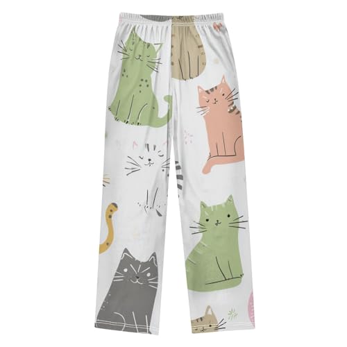 Lovely Cat Boys Long Pants Soft Trousers Elastic Waist Kids Lounge Bottoms with Pockets S-XL2