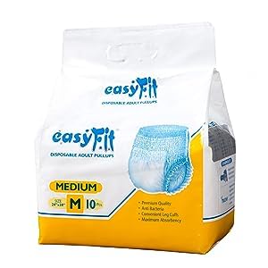 Image of Easyfit Unisex Adult Pull-Up Diapers, Medium (40 Count) | Leak-Proof, Overnight Protection with Wetness Indicator & Anti-Bacterial Core