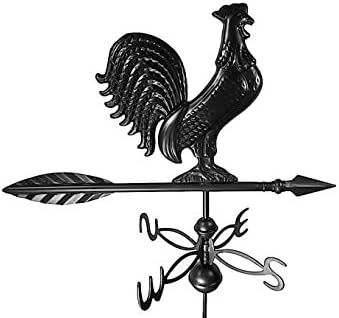 403B Rooster Weathervane with Scrolled Directionals, Small, Black