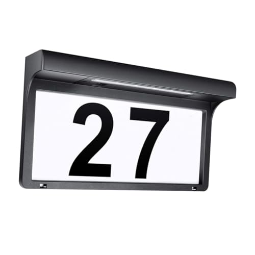 COLLBATH Numéro de Maison Solaire Étanche avec LED Froide Éclairage Extérieur pour Adresse Plaque Murale Abs-pc Installation Facile pour Jardin et Porte