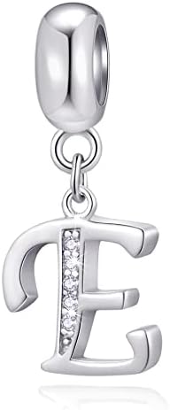 CRISNATA 26 Letter Pendant Charms, Polished 925 Sterling Silver Complete Initial A-Z Dangling CZ Stone Alphabet Beads, fits European Bracelet Necklace, Gift for Mother/Father/Daughter/Son/Sister/Aunt