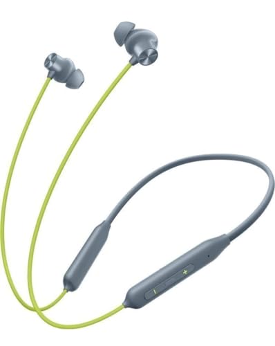 Image of Z2 ANC Bluetooth Neckband Earphones, Gray & Green | 12.4mm Bass Drivers, 45dB Active Noise Cancellation, 28H Battery Life, Fast Charging, Lightweight Flexible