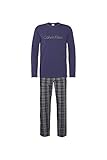  Calvin Klein L/s Set Pantalones térmicos, Azul (Blue Noir Top/Gillette Plaid Pant Pmj), Small (Pack de 2 para Hombre
