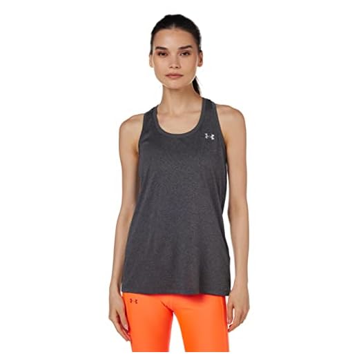 Under Armour Women's Tech Solid Tank Top , Carbon Heather (090)/Metallic Silver, Large