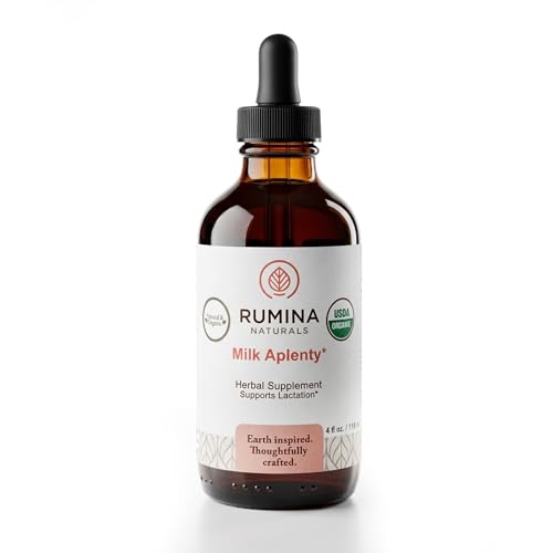 Milk Aplenty Lactation Supplement: Boost Your Milk Supply Naturally! Certified Organic Breastfeeding Supplement to Increase Breast Milk Supply. Fenugreek Free Breast Milk Supplements, Vegan (4 Oz)