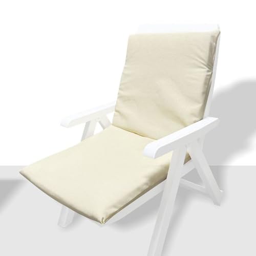GREATOYAR Cojín Tumbona, Colchoneta Tumbona Acolchada, Cojín Acolchado de Fibra, con Goma y Correas de Sujeción, Tela Polyester, para Exteriores Terraza Jardín Viaje Playa, 180x55x8cm, Beige
