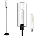 BoostArea Floor Lamp for Living Room, Modern Standing Lamp Stand Up Lamp with Glass Lampshade, 4W Bulb Included, Pole Lamp Tall Lamps for Bedroom, Living Room, Office, Kids Room, Reading