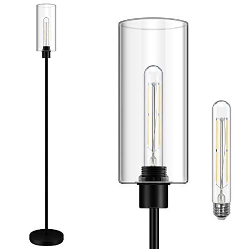 BoostArea Floor Lamp With Glass Lampshade, 4W Bulb Included -
