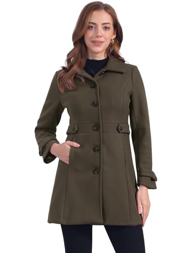 Image of Allegra K Women's Winter Classic Overcoat with Pockets Single Breasted Coat | Soft pea coat, Fully lined outerwear, Trendy, Fall office peacoat, Warm casual holiday everyday wear,