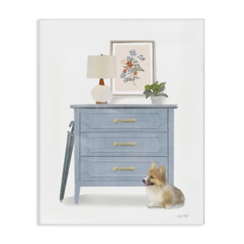 Stupell Industries Traditional Chic Pet Corgi, 24 x 30 Inch Canvas Wall Art