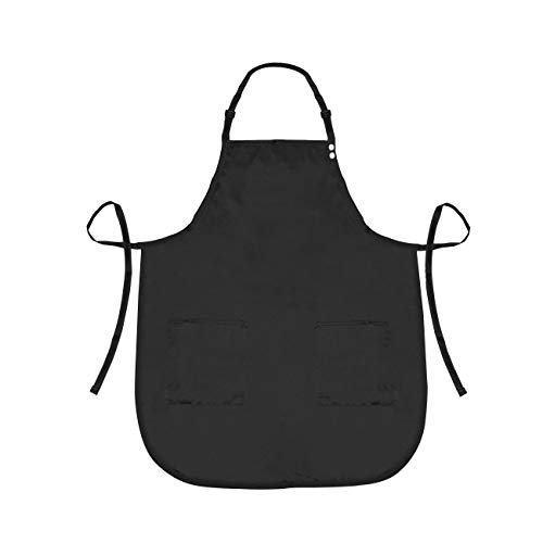 A Size Above Plus Size Salon Stylist Apron, Cut for Curves, Neck Strap with Adjustable Snap Closure, Lower Pockets with Zippered Bottoms, Lightweight, Water Resistant Nylon Poly, Black, 2X