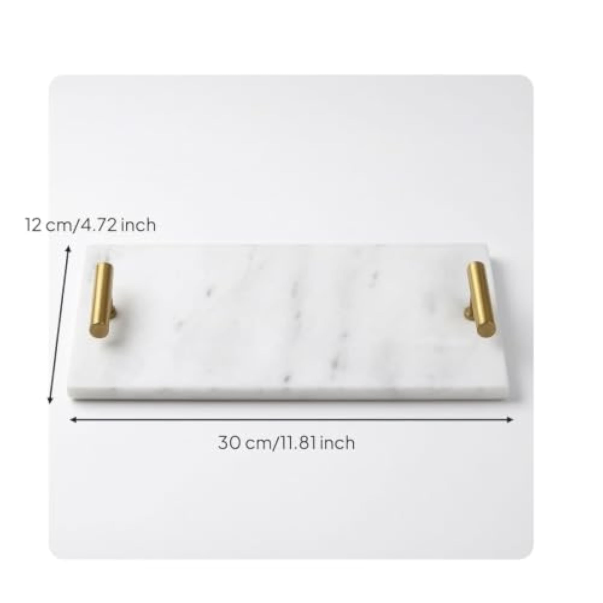 Decorative Marble Tray with Handles, Rectangular Marble Tray