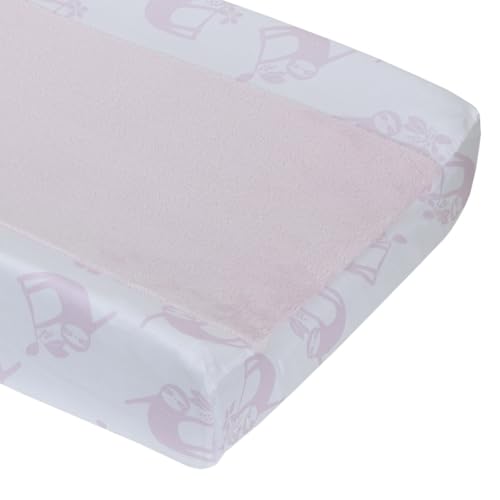 Image of Little Love by NoJo Tropical Garden Pink and White Sloth Super Soft Changing Pad Cover