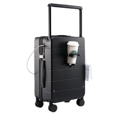 Luggage, USB Interface Multifunctional Rechargeable Wide Trolley Case with Swivel Wheels, Suitcase (Black 41 * 26 * 72)
