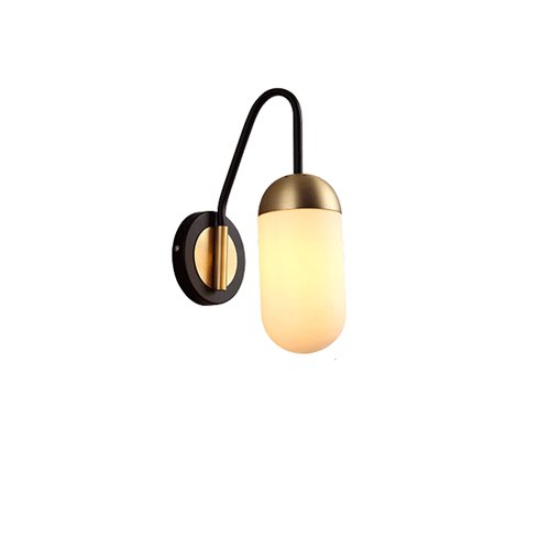 HPTHLY Wall Mounted Light Wall Light Sconces E27 Electroplated Rose Gold Finish With Glass Shade Decorated Villa Restaurant Aisle Wall Lamp Reading Light (Black)